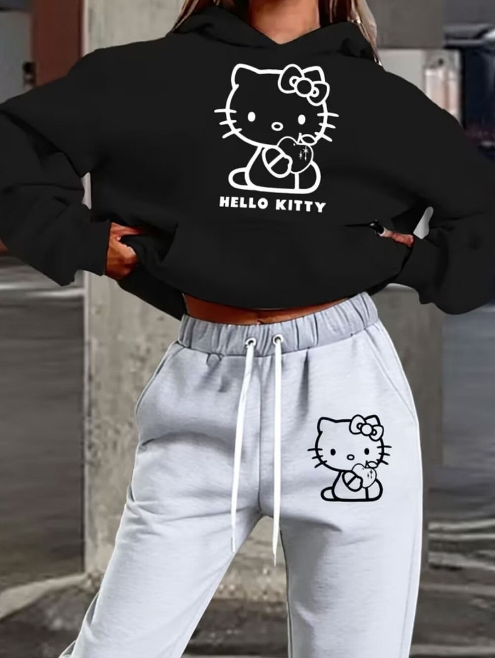 Hello Kitty Black Hoodie And Sweatpants